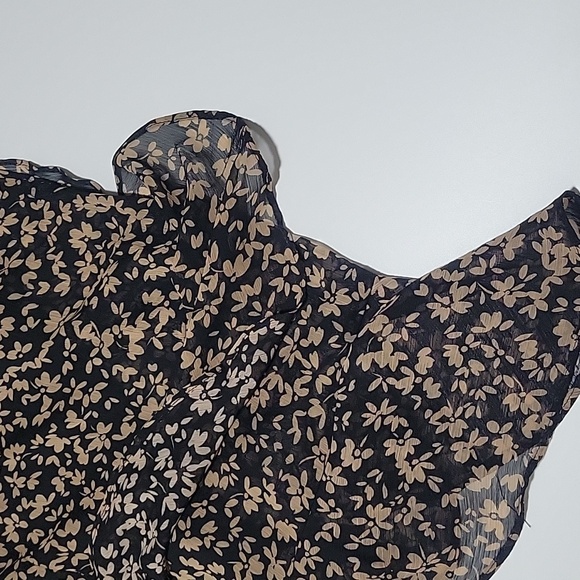 Tommy Hilfiger Black and Tan Romantin Whimsy Floral Chiffon Ruffle Dress - Picture 10 of 11
